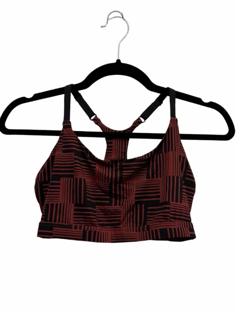 MeUndies Sports Bra Womens Large Red Black Geometric Print Racerback Adjustable